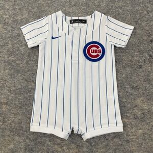 Nike Chicago Cubs Blank Baby Home Jersey Romper 12M White Blue Pinstripe MLB